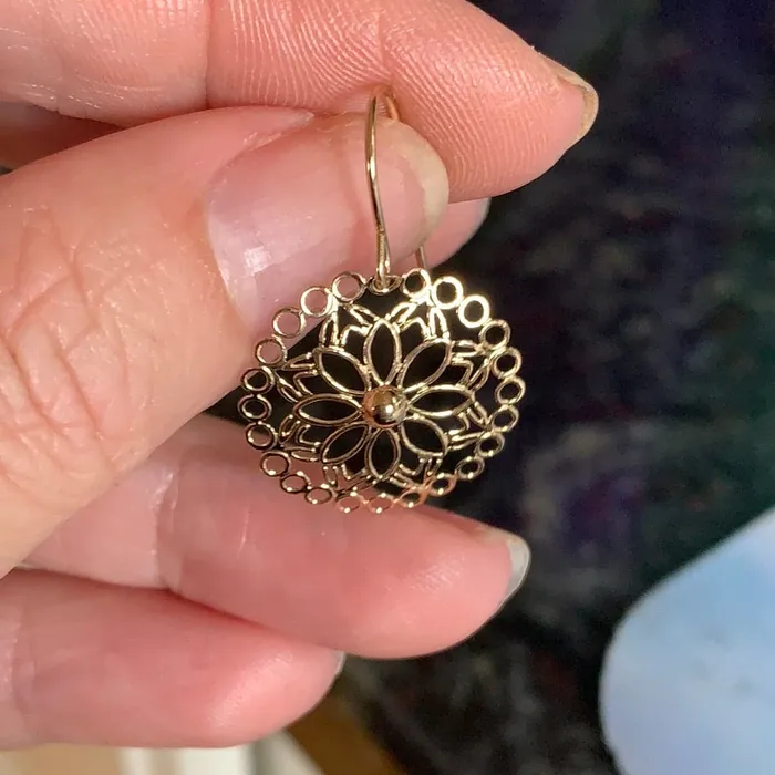 Mandala Earrings 14k Gold Vintage Love Vintage Paris Earrings