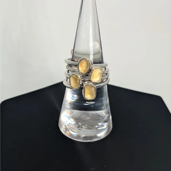 Rings Bliss Crystals Libyan Desert Glass Gold Tektite Sterling Silver Dainty Ring Choose Size J811