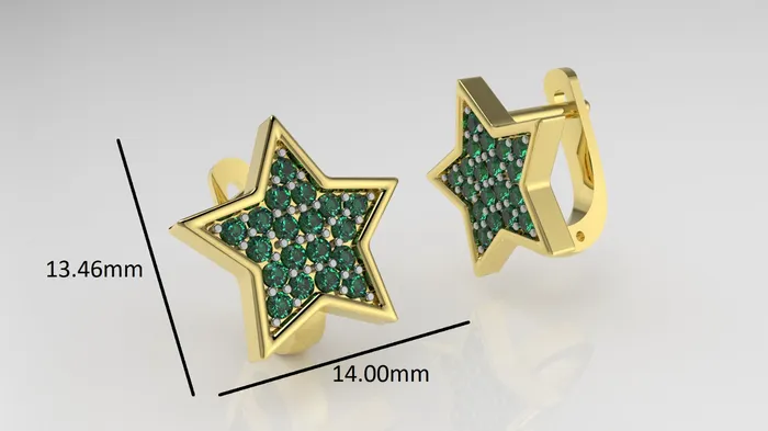 Earrings Jcm 21 jewelry 14K Gold Earrings with 38 Emeralds STT Prong