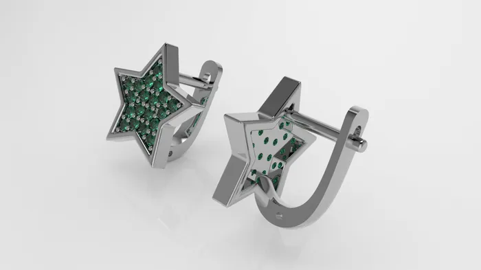 Earrings Jcm 21 jewelry 14K Gold Earrings with 38 Emeralds STT Prong