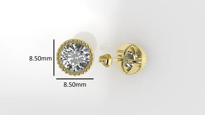 Jcm 21 jewelry Earrings 14k Earrings with 2 DIAMONDS 200ct VS1 STT Bezel with FILIGREE Push Back
