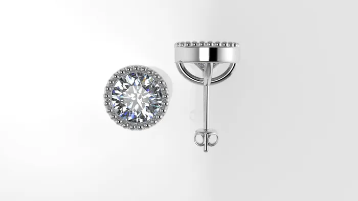 Jcm 21 jewelry Earrings 14k Earrings with 2 DIAMONDS 200ct VS1 STT Bezel with FILIGREE Push Back