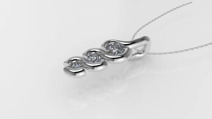 Necklaces Jcm 21 jewelry 14K Gold Pendant with 3 DIAMONDS VS1 STT Bezel