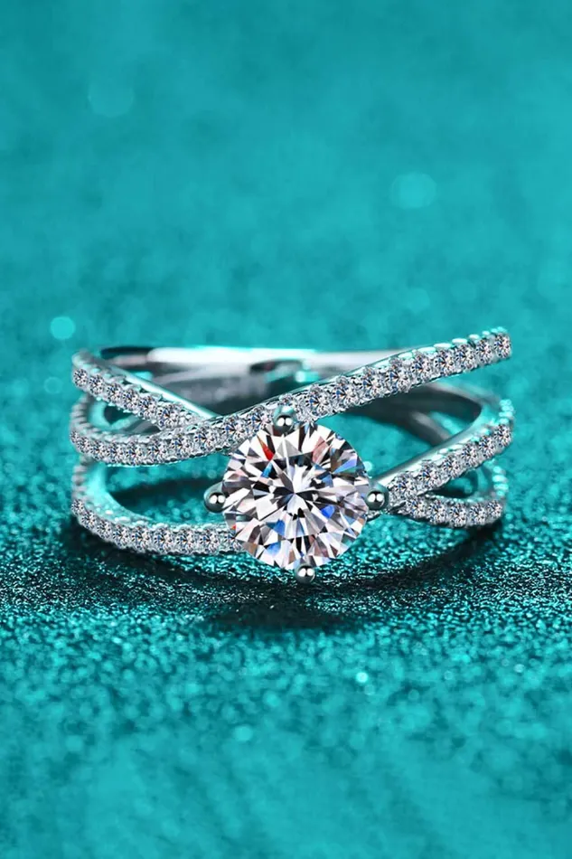 Trendsi Rings 1 Carat Moissanite Crisscross Ring
