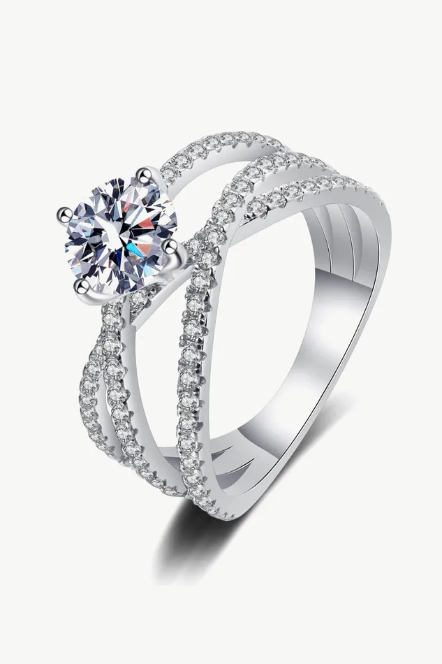 Trendsi Rings 1 Carat Moissanite Crisscross Ring