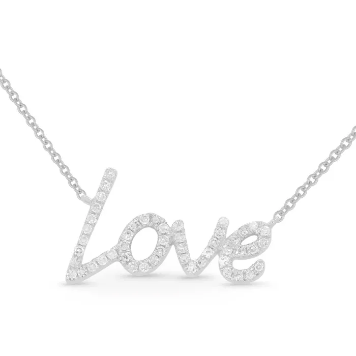 14K Love Script Diamond Necklace Madison L Necklaces