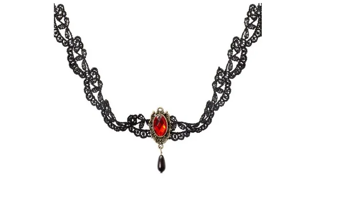Black Lace Choker Pendants Necklace sparklingselections Necklaces