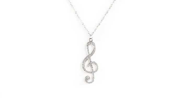 Crystal Decoration Music Symbol Pendants Necklace sparklingselections Necklaces