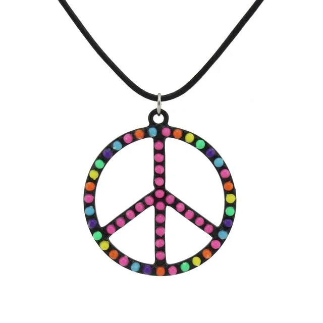 Fashion Black Tone Antiwar Signs Pendant Necklace sparklingselections Necklaces