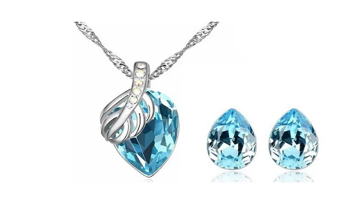 Necklaces sparklingselections Women Leaf Drop Pendant Necklace Earrings Jewelry Sets