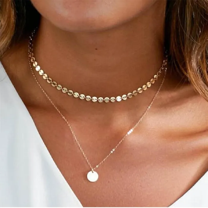 sparklingselections Necklaces Gold Chain Coin Tassel Choker Necklace
