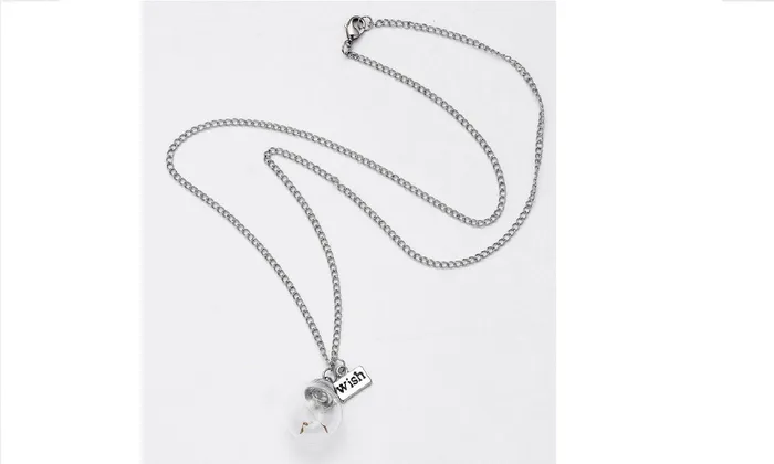 sparklingselections Necklaces Natural Dandelion Seed In Glass Long Necklace