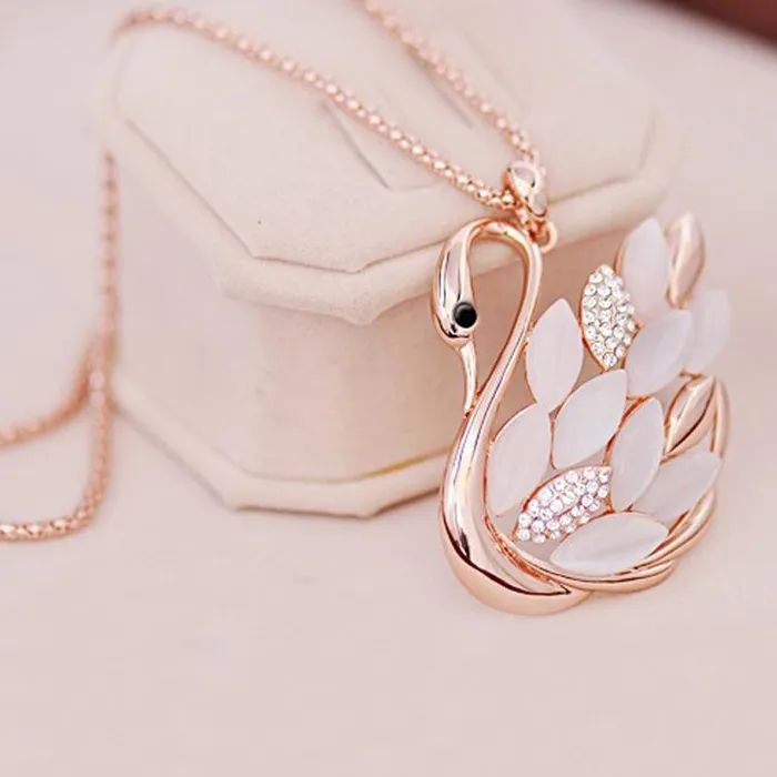 sparklingselections Opal Swan Pendants Necklace Necklaces